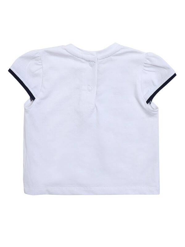 Girls White & Red Printed T-Shirt with Short Pants image number 1